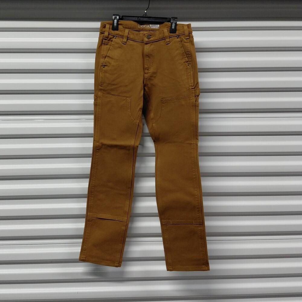 Carhartt Womens Utility Work Pants Size 2 Brown Twill Rugged Flex Double Front